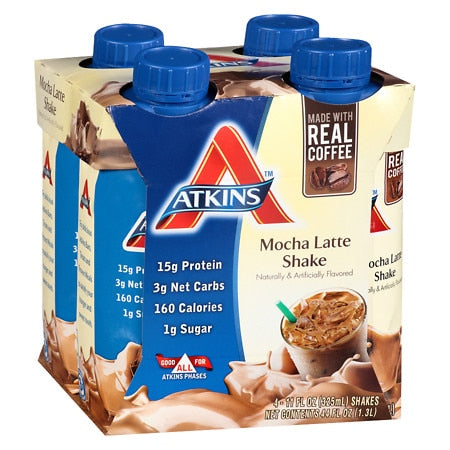 Atkins Cafe Iced Coffee Shake Mocha Latte; 11 Fluid Ounce; 4 Per Box; 3 Per Case - High Mart Wholesale