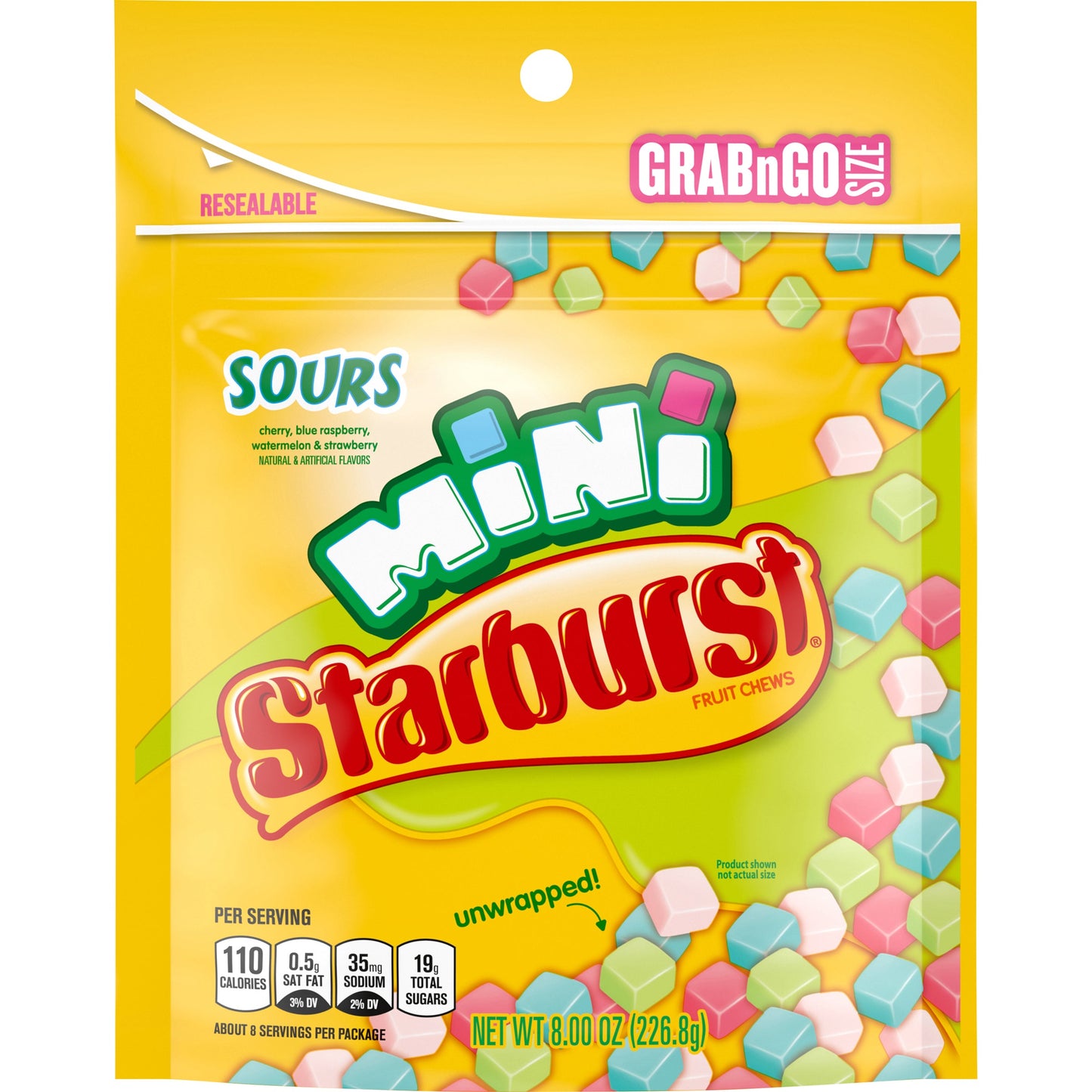 Starburst Mini Sours Stand Up Pouch; 8 Ounces; 8 Per Case