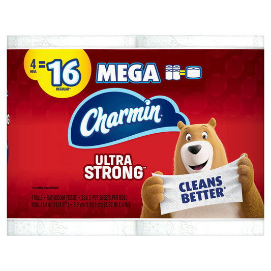 Charmin Ultra Strong Toilet Paper Mega Roll; 124 Square Foot; 6 Per Case