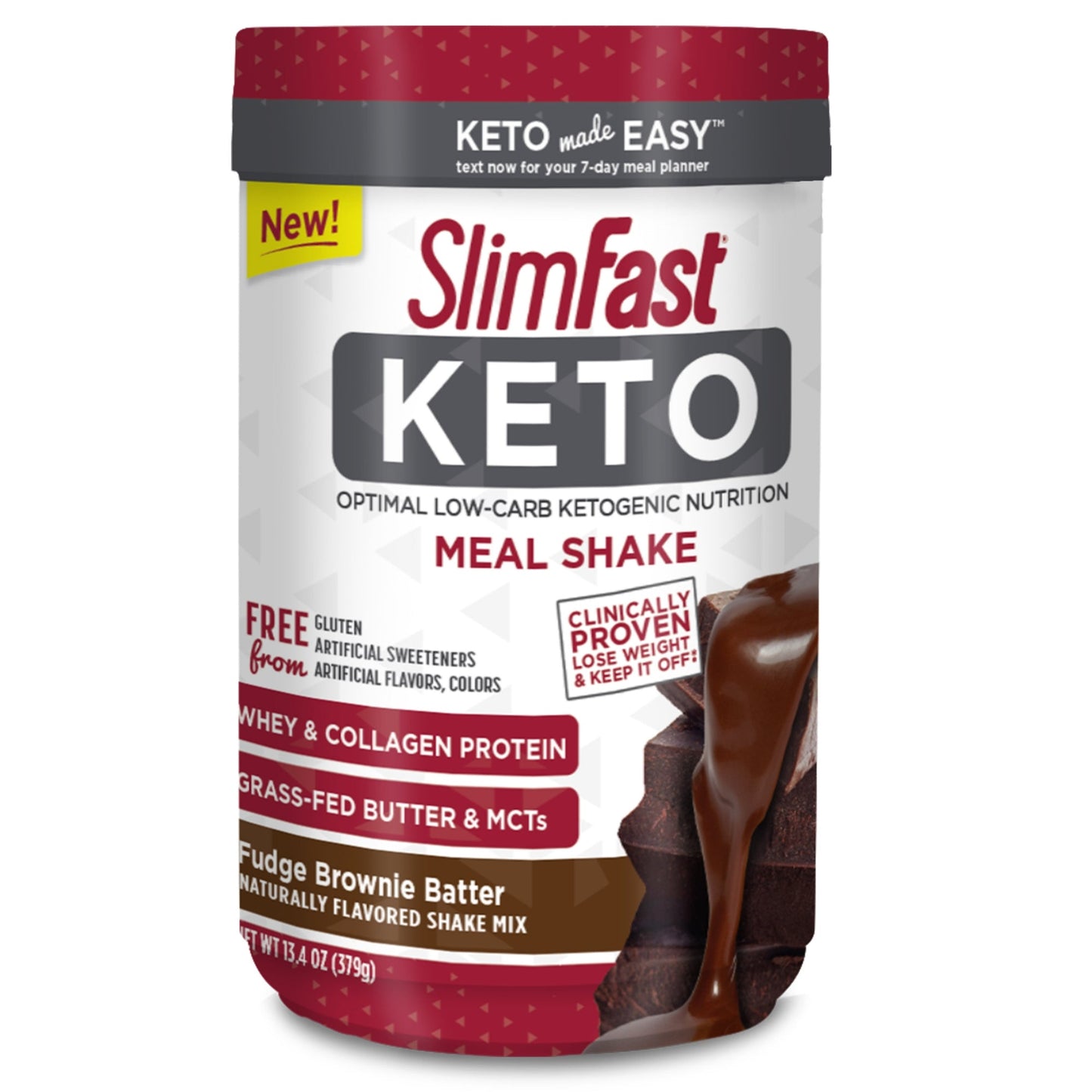 Slimfast Keto Fudge Brownie Batter Meal Replacement Powder; 13.4 Ounces; 2 Per Case