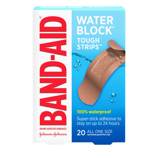 Band Aid Water Block Tough Strip Bandage; 20 Count; 5 Per Box; 4 Per Case - High Mart Wholesale