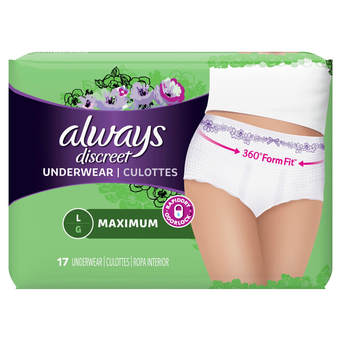 Always Underwear Discreet Max Large; 17 Count; 3 Per Case