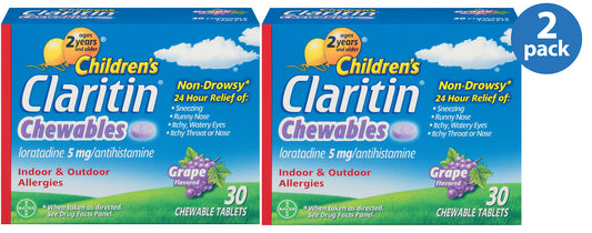 Claritin Children's Non-Drowsy Allergy Relief Chewable Tablet Grape Flavored; 30 Piece; 3 Per Box; 12 Per Case