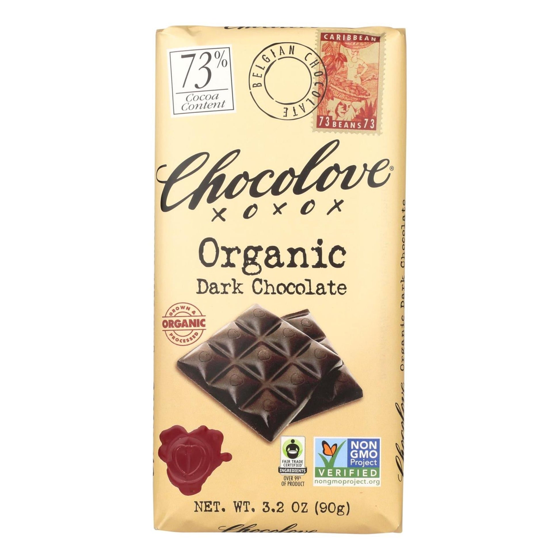 Chocolove Organic Dark Chocolate; 3.2 Ounces; 12 Per Box; 12 Per Case - High Mart Wholesale