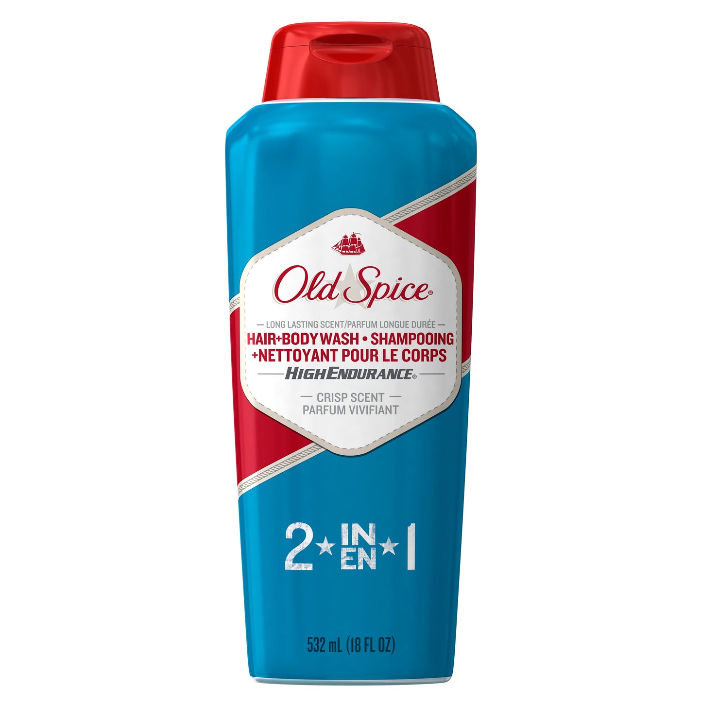 Old Spice High Endurance Hair + Body Wash For Men; Crisp Scent; 532 Milliliter; 4 Per Case