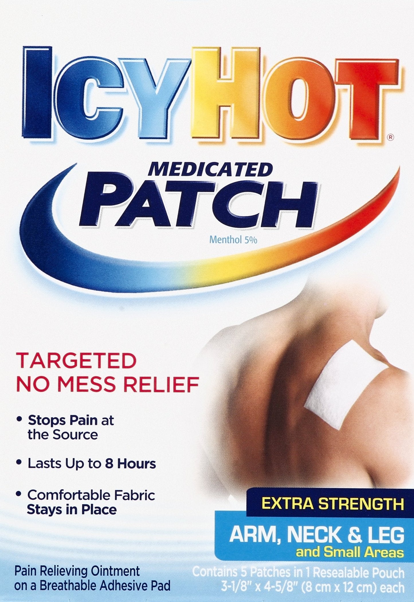 Icy Hot Medicated Patch For Arm; Neck & Leg; 5 Count; 4 Per Box; 6 Per Case