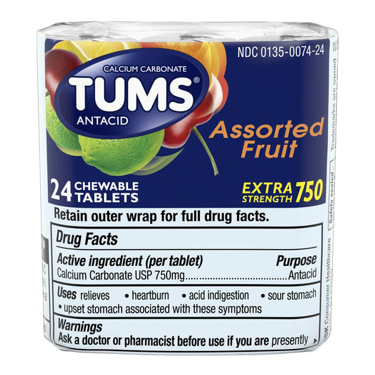 Tums Assorted Fruit Tablets; 24 Each; 12 Per Box; 6 Per Case