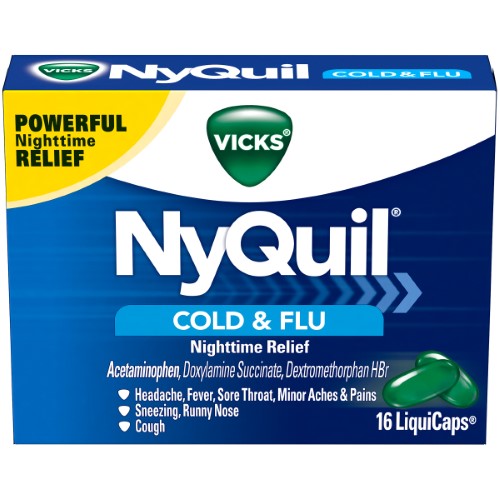 Vicks Nyquil Liquicaps; 16 Count; 6 Per Box; 4 Per Case - High Mart Wholesale