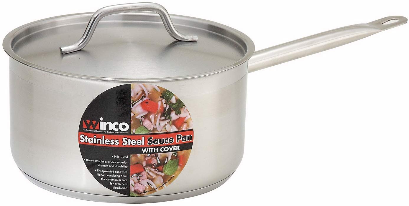 Winco Sauce Pan Stainless Steel 6 Quart With Cover; 1 Each - High Mart Wholesale