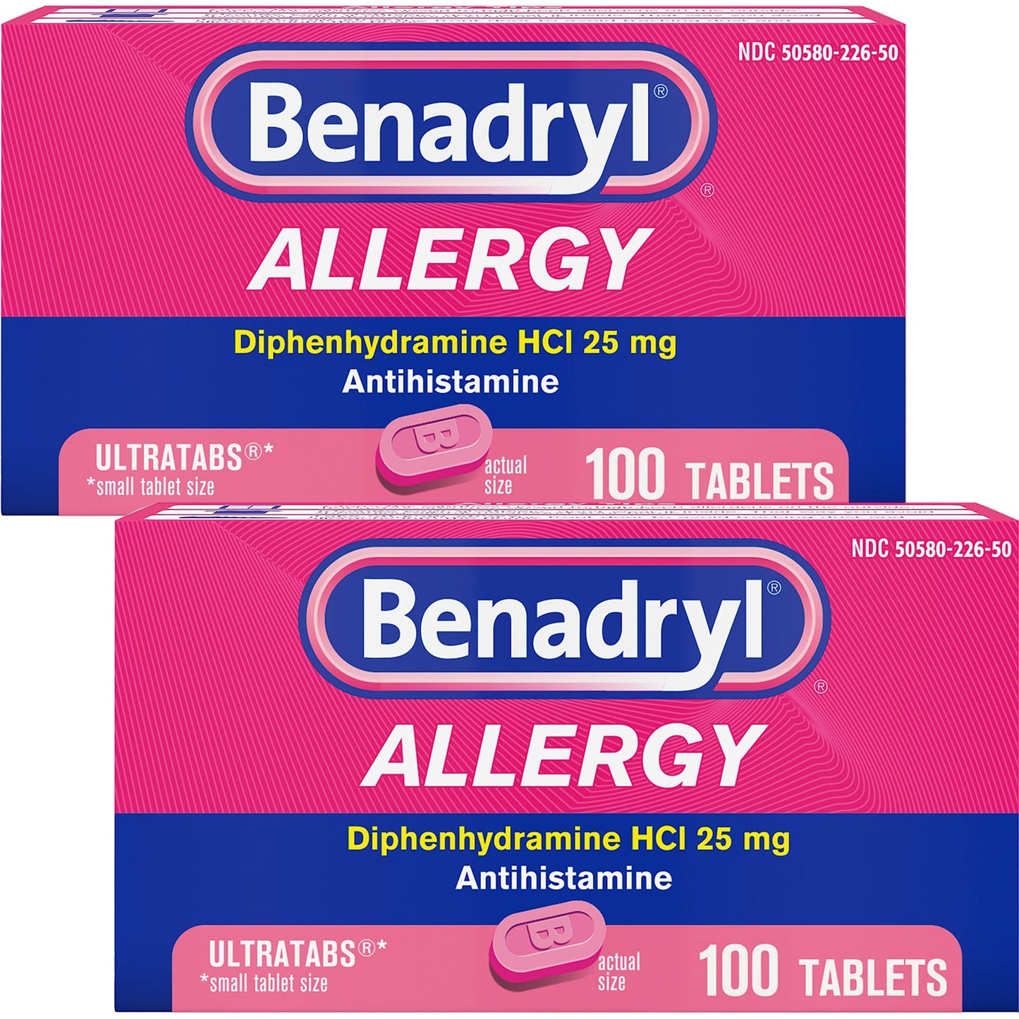 Benadryl Ultra Tab Tablets; 100 Count; 6 Per Box; 12 Per Case