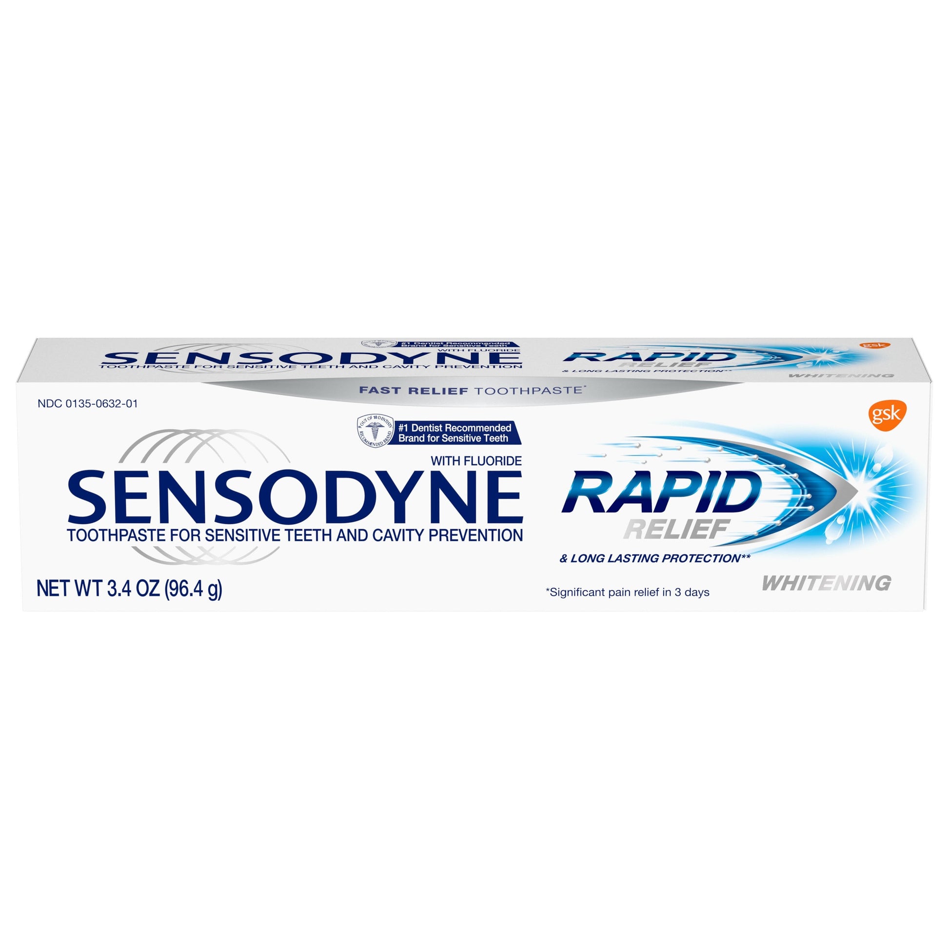 Sensodyne Rapid Relief Extra Whitening; 3.4 Ounces; 6 Per Box; 2 Per Case - High Mart Wholesale