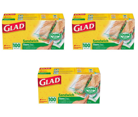 Glad Bags Zipper Sandwich; 100 Count; 12 Per Case