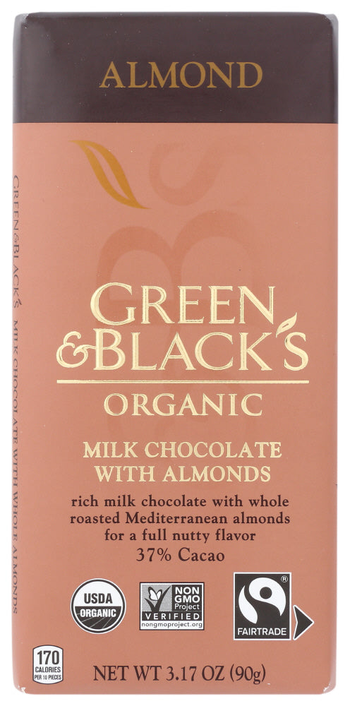 Green & Black's Organic Almond Milk Chocolate Bar; 3.17 Ounce; 10 Per Box; 12 Per Case - High Mart Wholesale