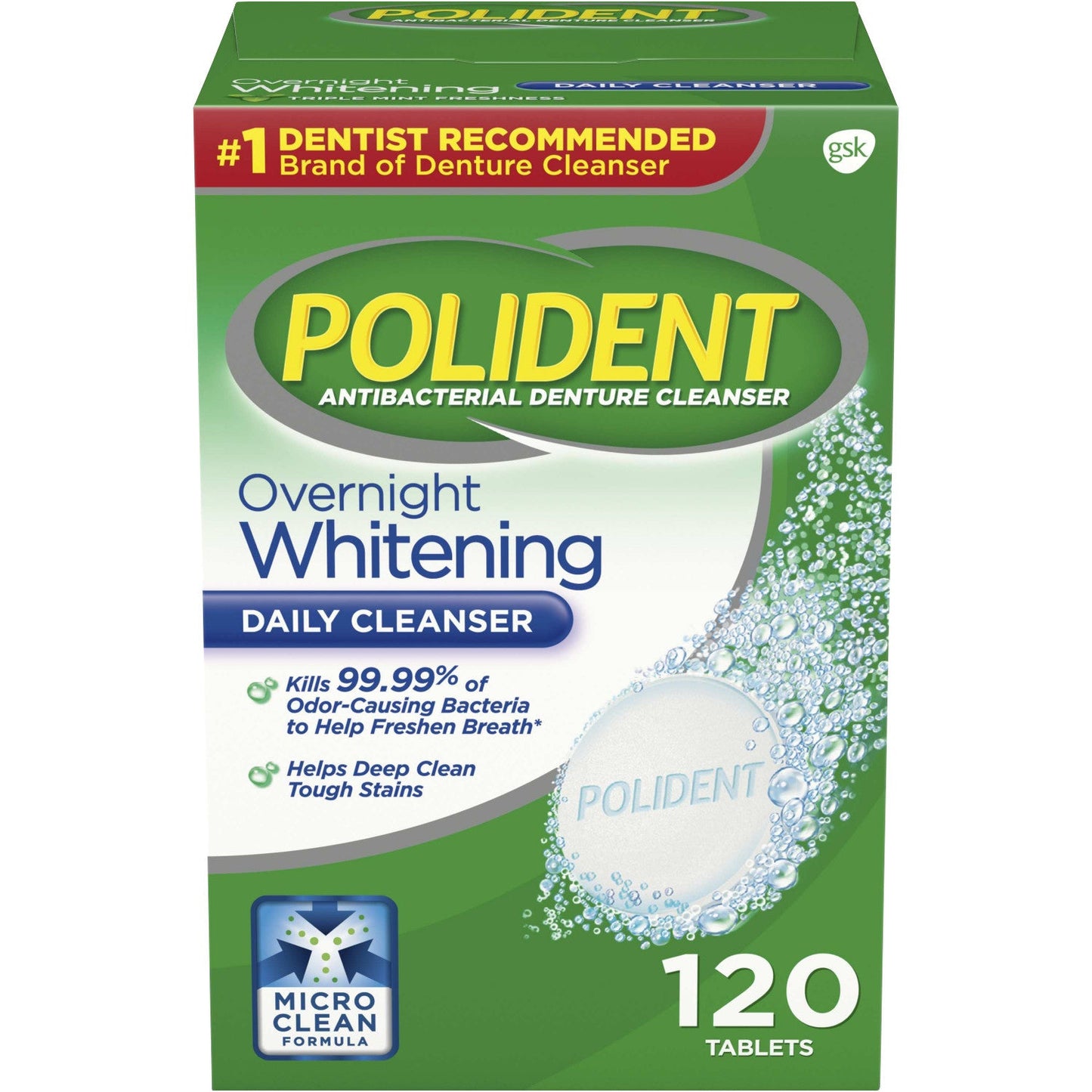 Polident Cleanser Overnight White; 120 Each; 3 Per Box; 2 Per Case - High Mart Wholesale