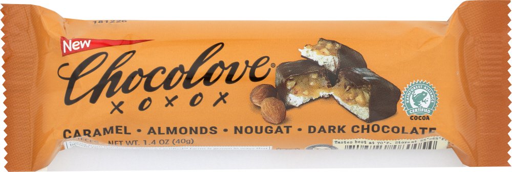 Chocolove Caramel Almonds Nougat Dark Chocolate; 1.4 Ounces; 12 Per Box; 12 Per Case - High Mart Wholesale