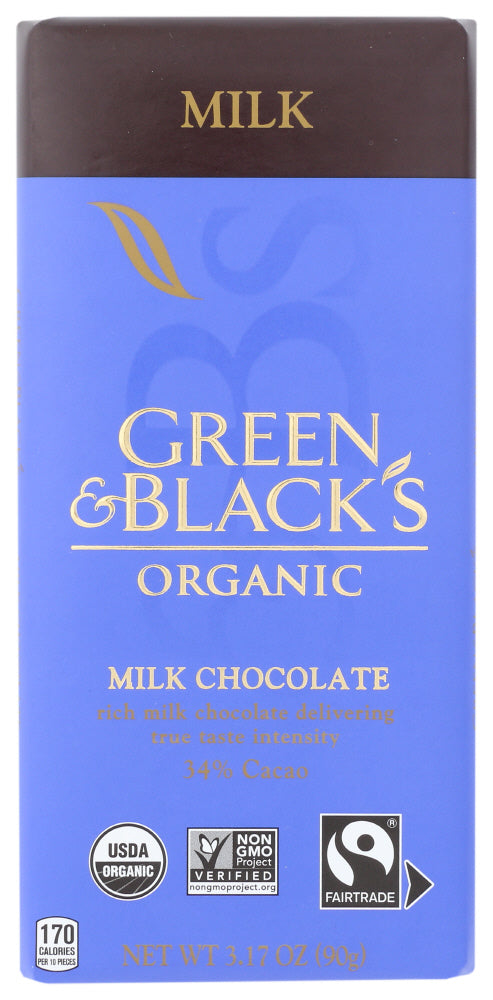 Green & Black's Organic Milk Chocolate Bar; 3.17 Ounce; 10 Per Box; 12 Per Case - High Mart Wholesale