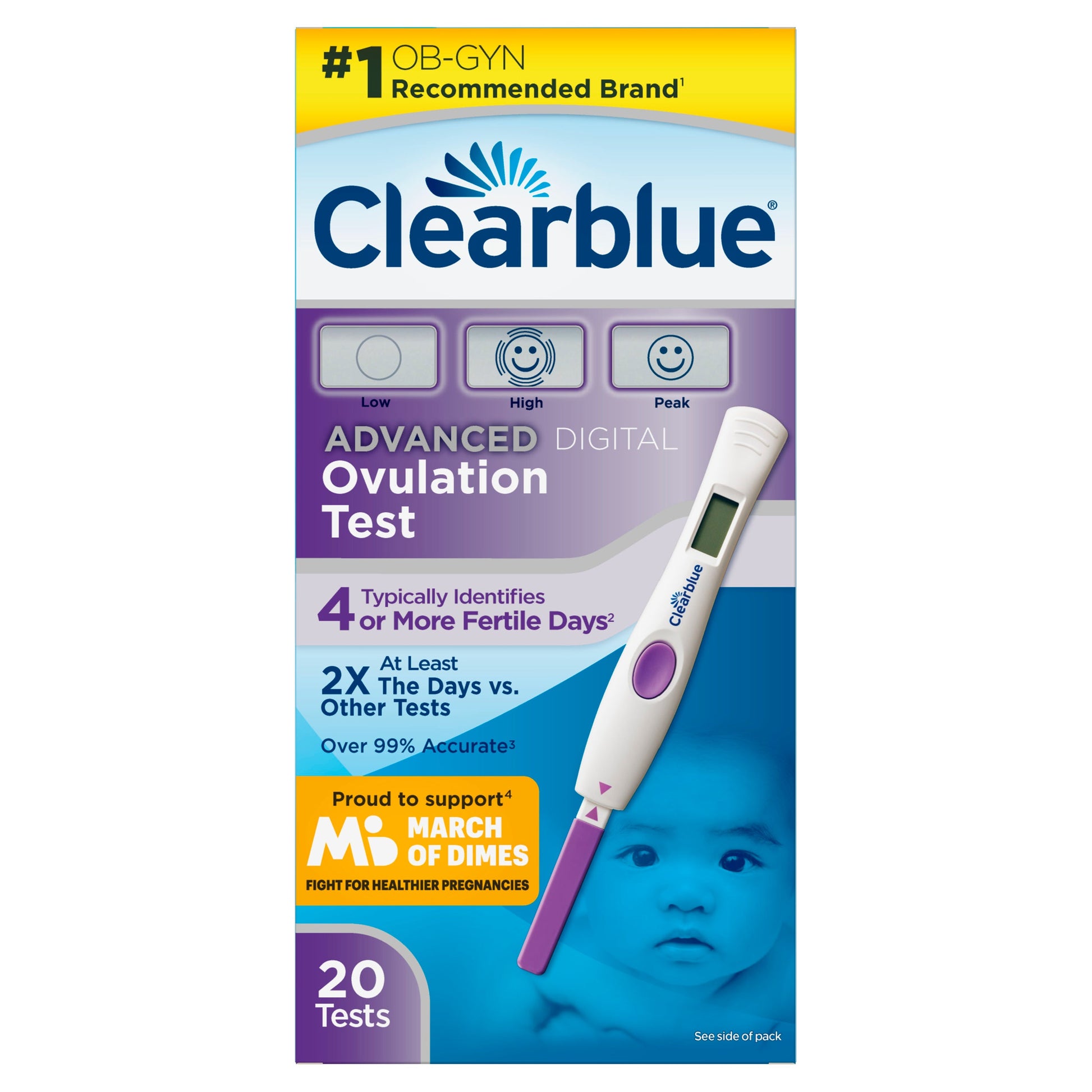 Clearblue Test Ovulation Advanced Digital; 20 Count; 6 Per Case - High Mart Wholesale