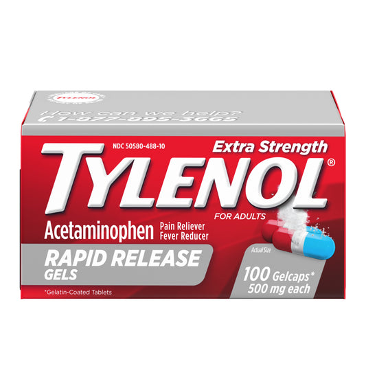 Tylenol Rapid Release Gelcaps; 100 Count; 6 Per Box; 8 Per Case