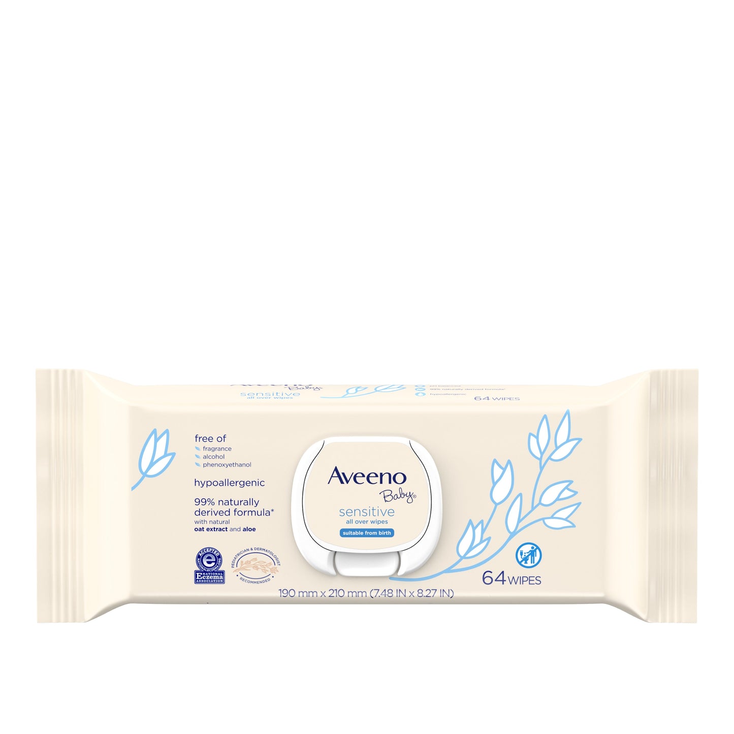 Aveeno Baby Allover Sensitive 64 Count Wipes Pouch; 64 Count; 3 Per Box; 4 Per Case - High Mart Wholesale