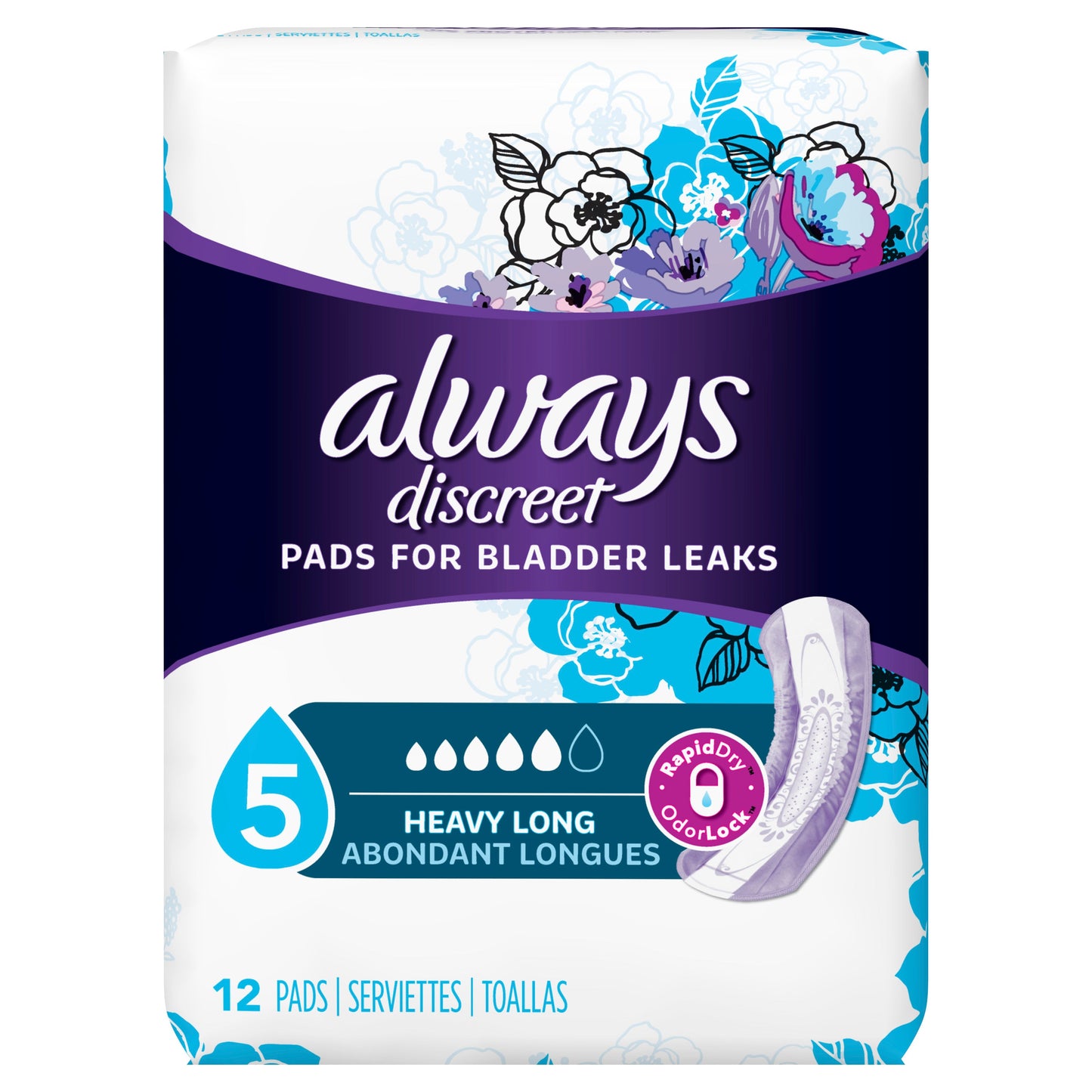 Always Maxi Pads Long Discreet; 12 Count; 3 Per Case