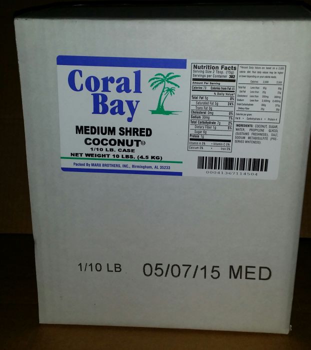 Coral Bay Coconut Medium Shred Sweetened Cream; 4.5 Kilogram - High Mart Wholesale