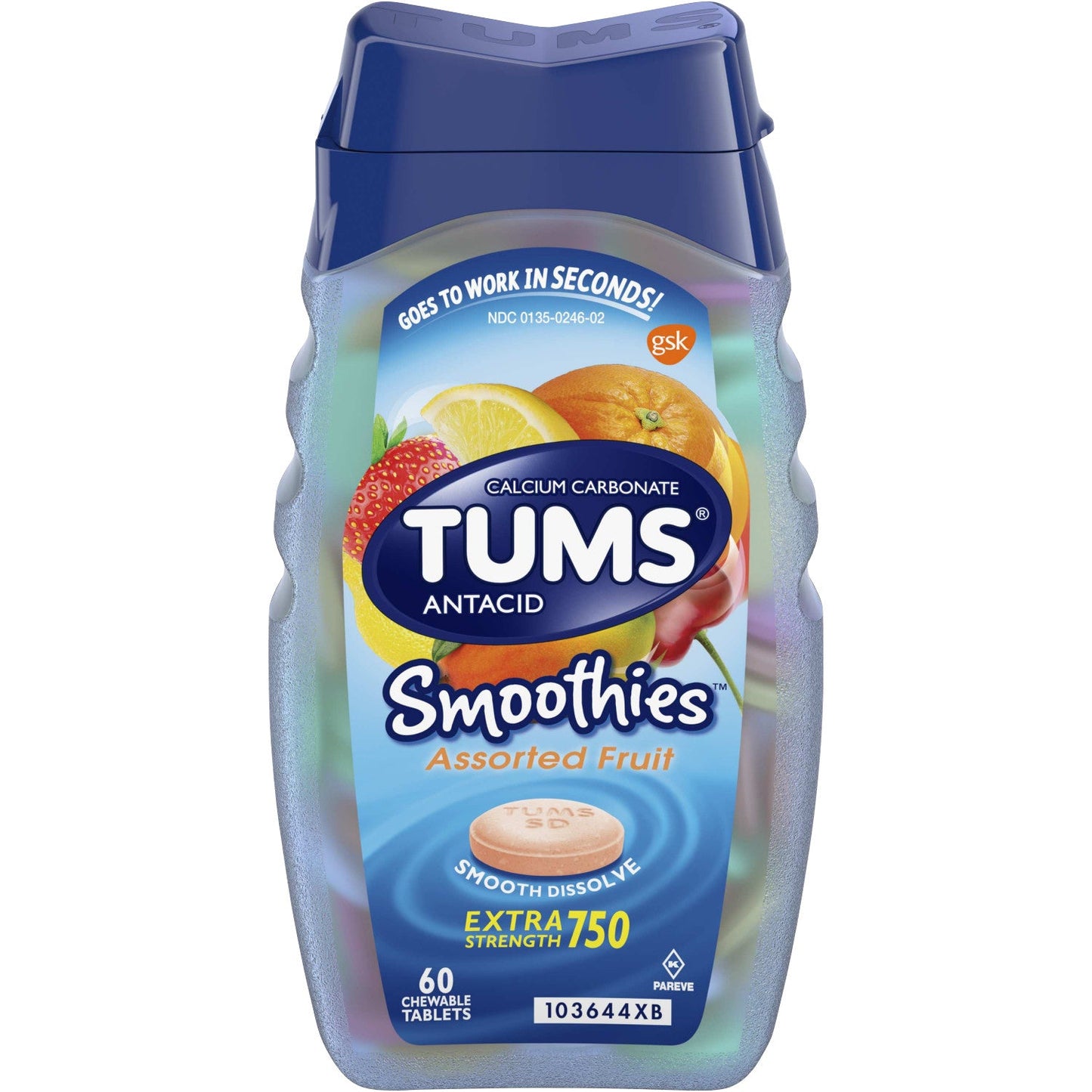 Tums Assorted Fruit Smoothie Tablets; 60 Each; 6 Per Box; 6 Per Case