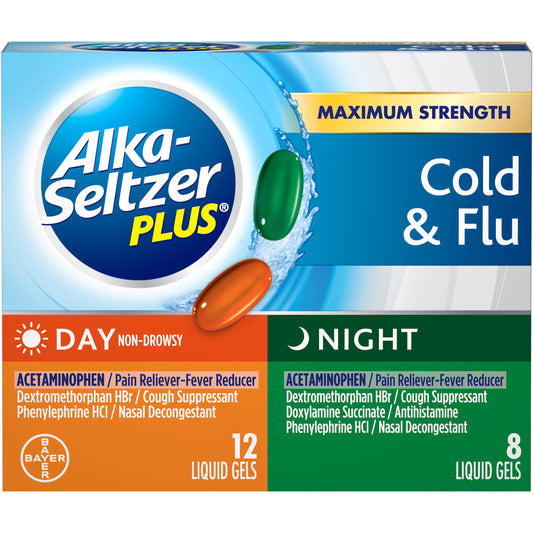 Alka-Seltzer Day & Night Cold & Flu Liquid Gel; 20 Piece; 3 Per Box; 8 Per Case