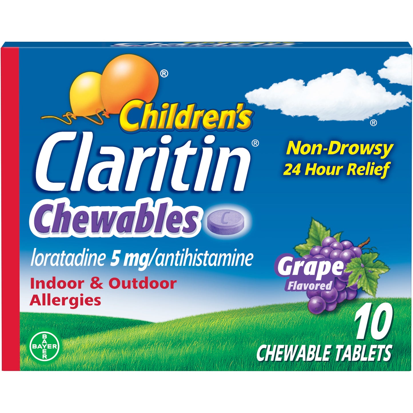 Claritin Children's Non-Drowsy Allergy Relief Chewable Tablet Grape Flavored; 10 Piece; 6 Per Box; 6 Per Case