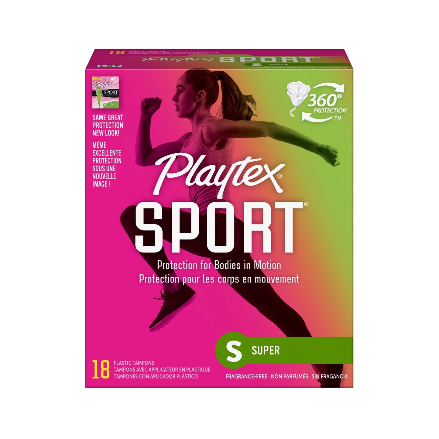 Playtex Sport Plastic Super Unscented; 18 Count; 6 Per Box; 2 Per Case