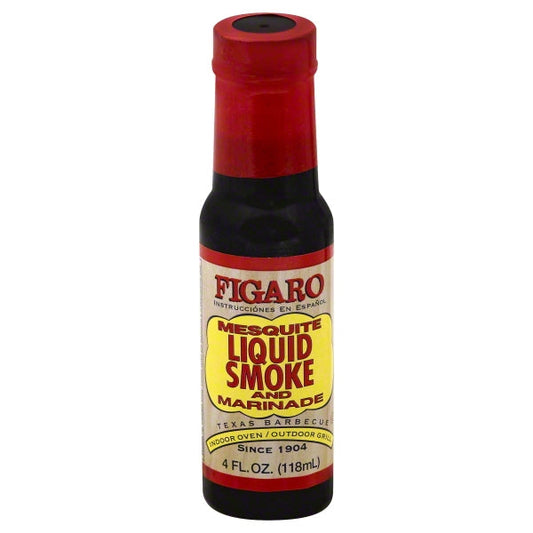 Figaro Mesquite Liquid Smoke And Marinade Sauce Bottle; 4 Fluid Ounce; 12 Per Case - High Mart Wholesale