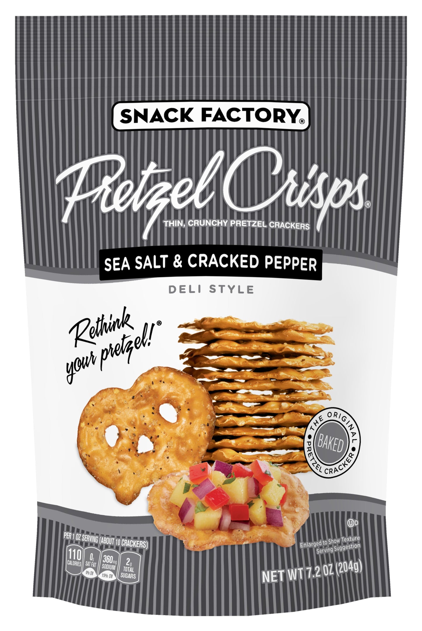Snack Factory Pretzel Crisps Sea Salt & Cracked Pepper; 7.2 Ounce; 12 Per Case - High Mart Wholesale
