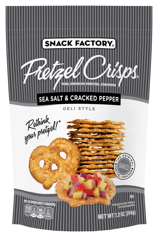 Snack Factory Pretzel Crisps Sea Salt & Cracked Pepper; 7.2 Ounce; 12 Per Case - High Mart Wholesale