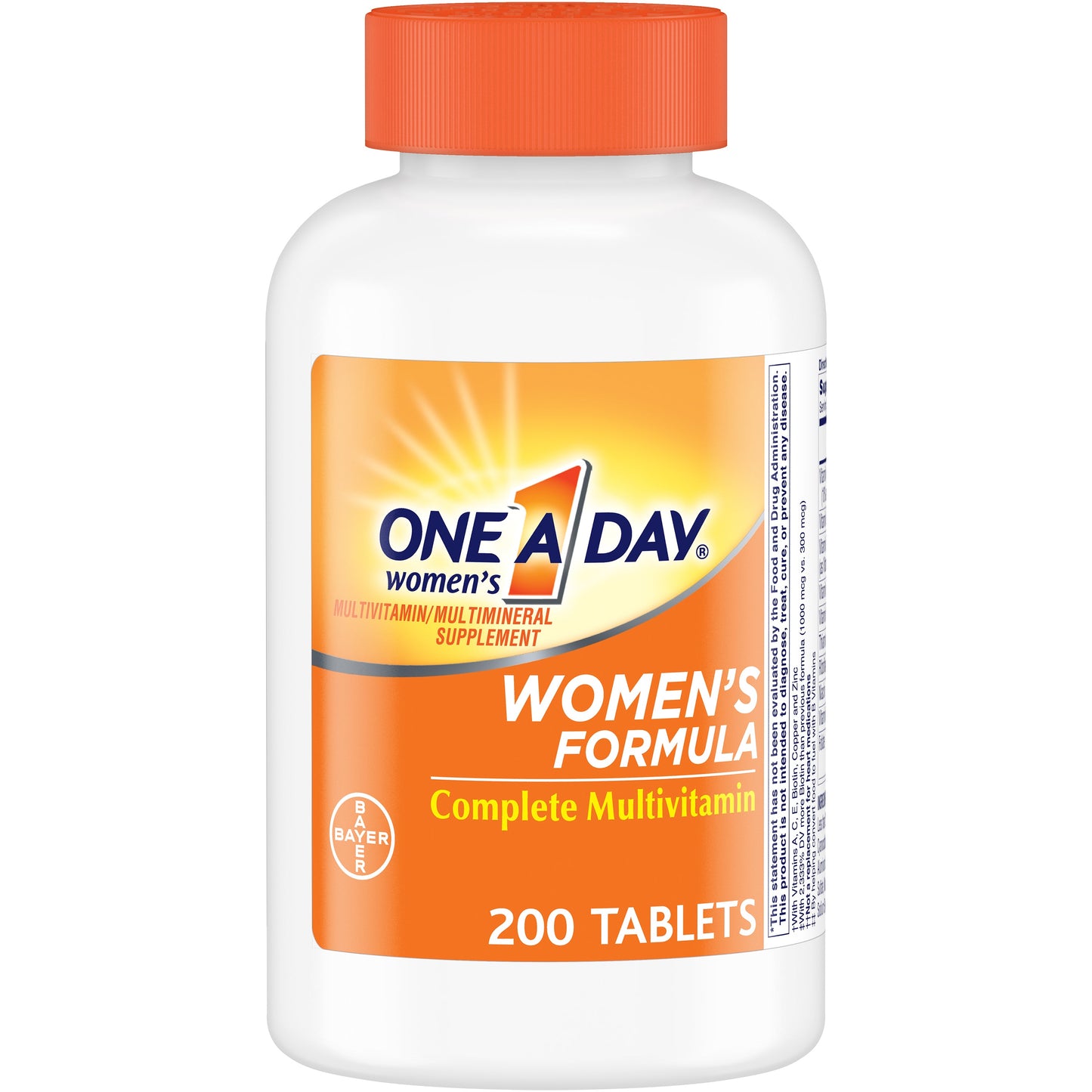 One-A-Day Bayer Women's Formula Multivitamin Multimineral Supplement; 200 Piece; 4 Per Box; 6 Per Case