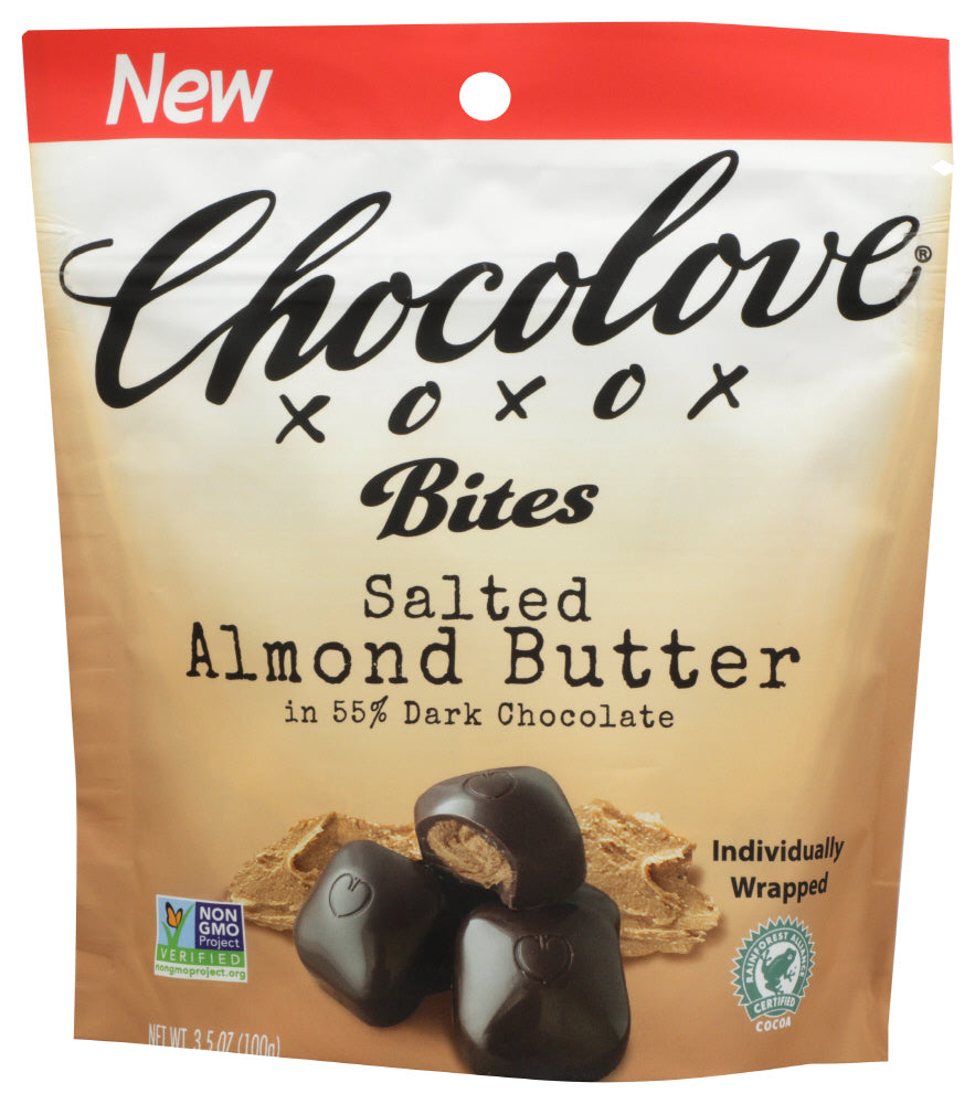 Chocolove Salted Almond Butter In 55% Dark Chocolate Bites; 3.5 Ounces; 8 Per Case - High Mart Wholesale