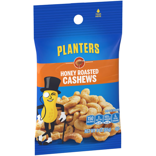 Planters Honey Roasted Cashews; 3 Ounces; 12 Per Case