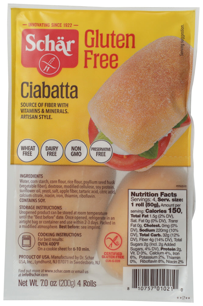 Schar Gluten Free Ciabatta Roll R740037; 7 Ounces; 5 Per Case - High Mart Wholesale