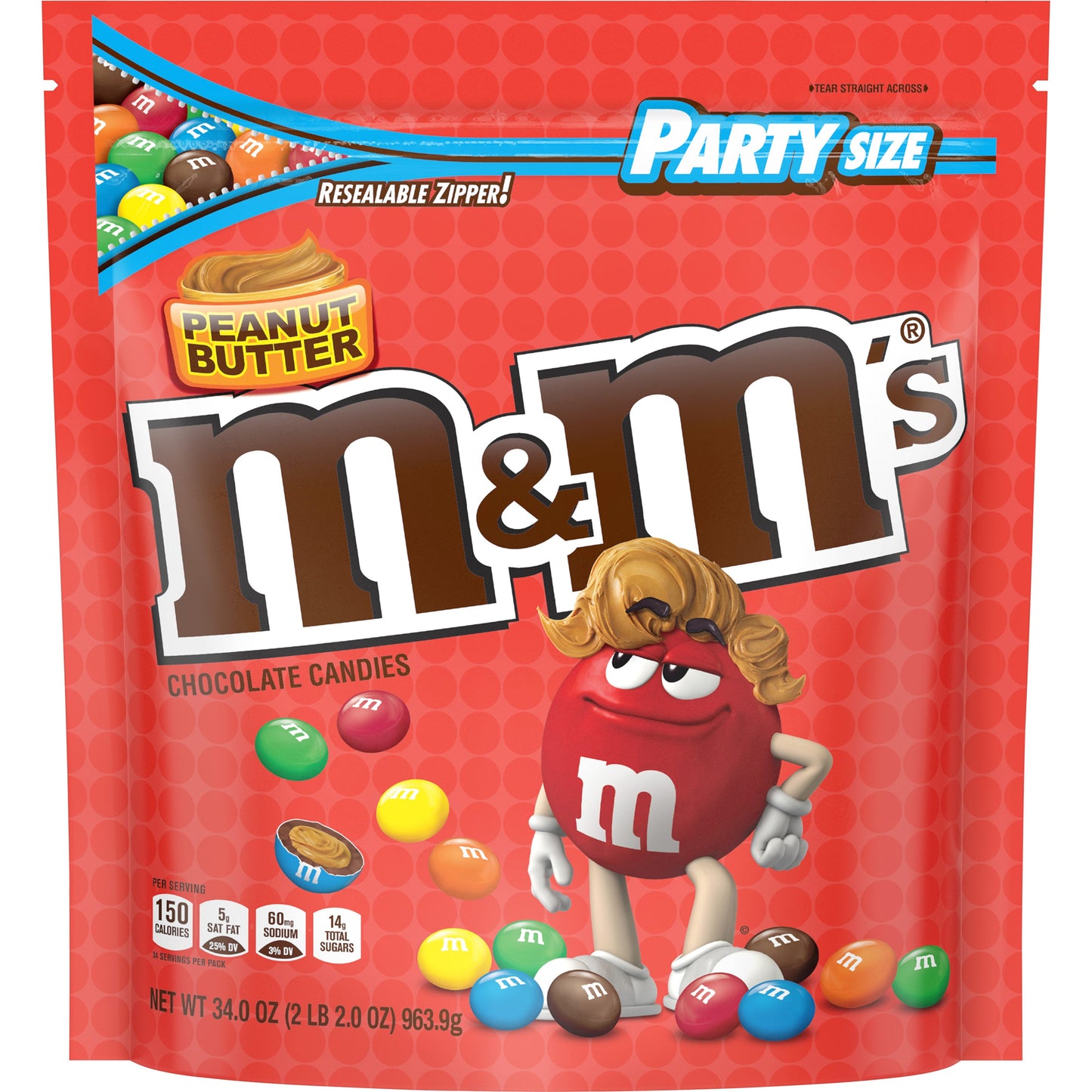 M&M's Peanut Butter Stand Up Pouch; 34 Ounces; 6 Per Case