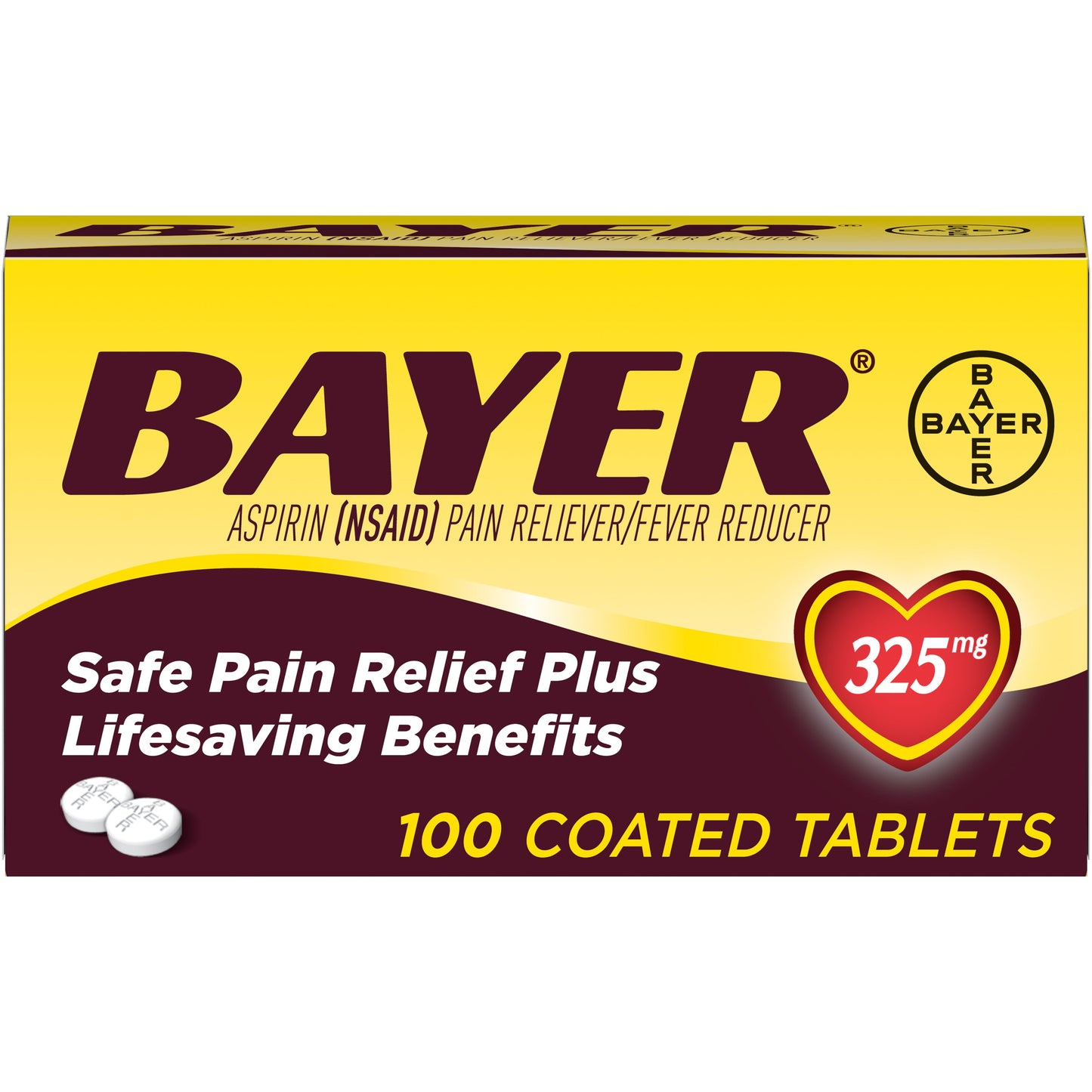 Bayer Aspirin Tablet 325 Milligram 100 Count; 100 Piece; 6 Per Box; 6 Per Case - High Mart Wholesale