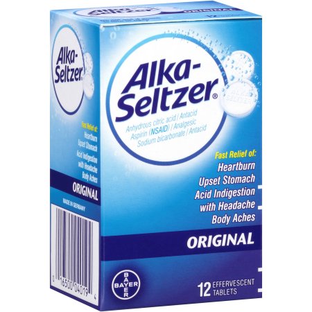 Alka-Seltzer Original Effervescent With Aspirin; 12 Piece; 6 Per Box; 8 Per Case