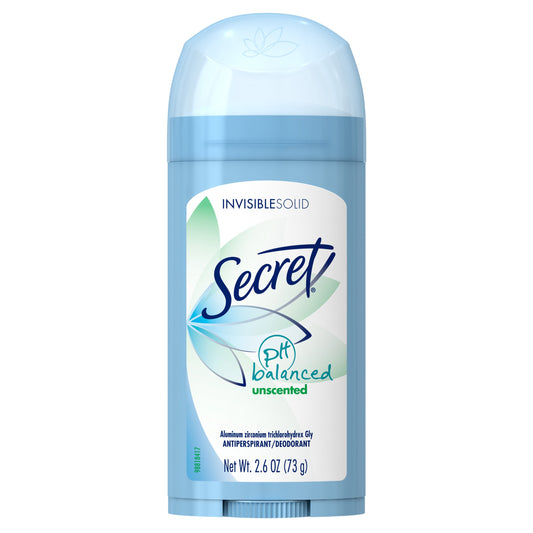 Secret Invisible Solid Unscented 2.6 Ounce Deodorant; 2.6 Ounces; 6 Per Box; 2 Per Case