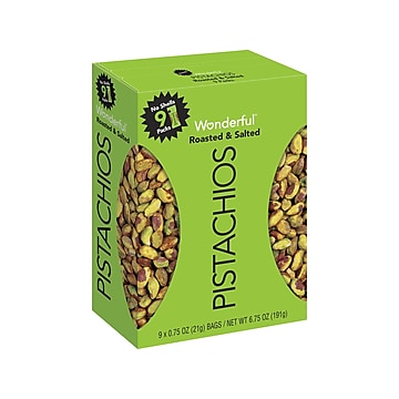 Wonderful Pistachios Roasted & Salted Without Shell Pistachios; 0.75 Ounces; 96 Per Case