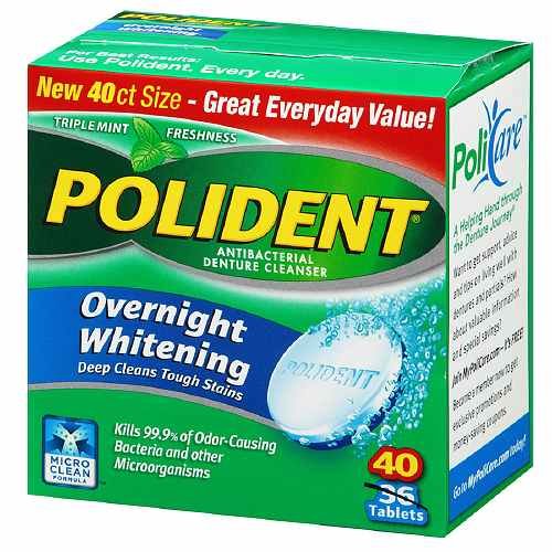 Polident Cleanser Overnight White Cleanser; 40 Each; 6 Per Box; 2 Per Case