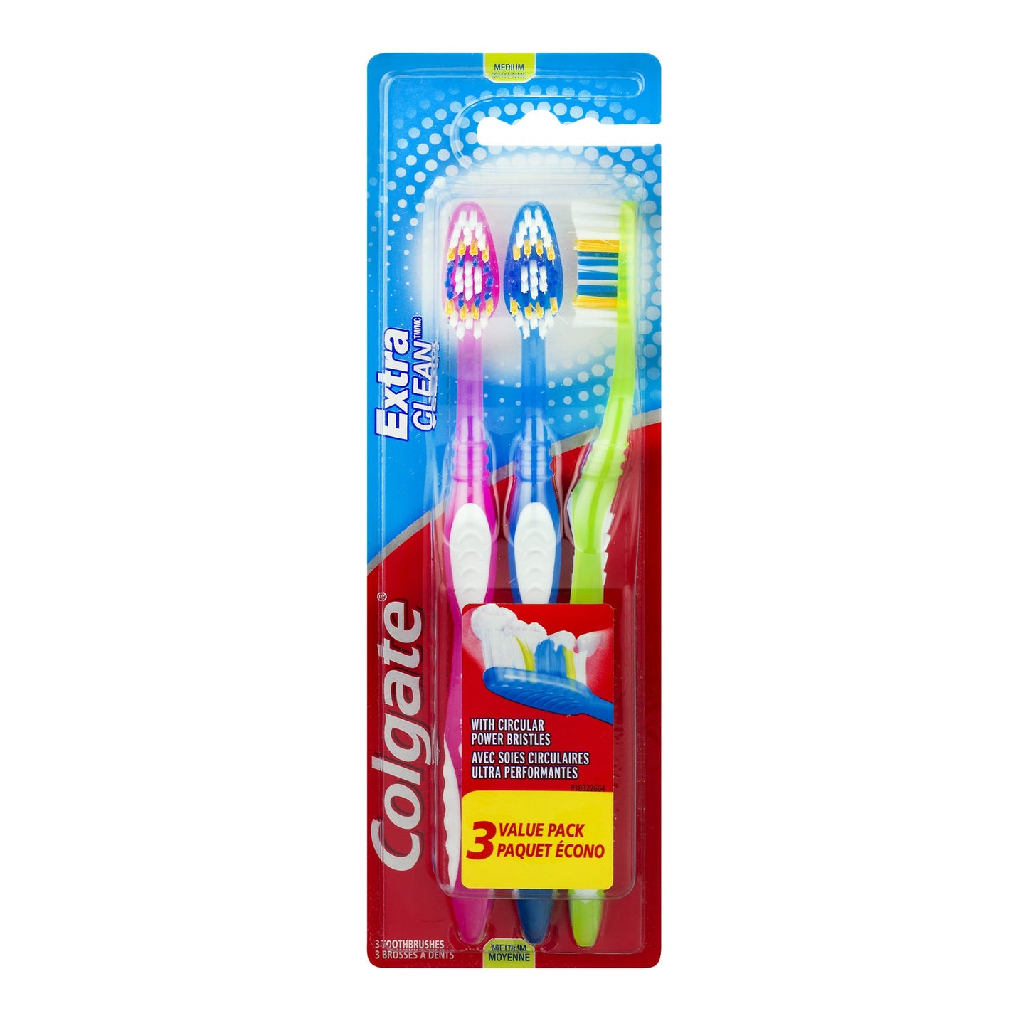 Colgate Value Pack Extra Clean Medium Manual Toothbrush; 3 Each; 6 Per Box; 4 Per Case