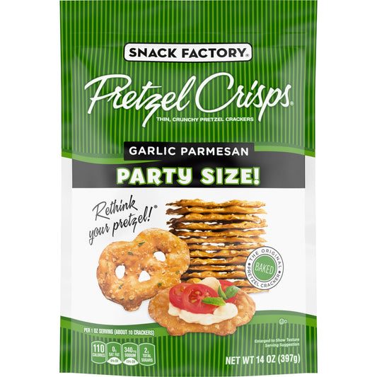 Snack Factory Pretzel Crisps Garlic Parmesan; 14 Ounces; 12 Per Case - High Mart Wholesale