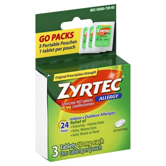 Zyrtec Allergy Tablet; 3 Count; 6 Per Box; 12 Per Case