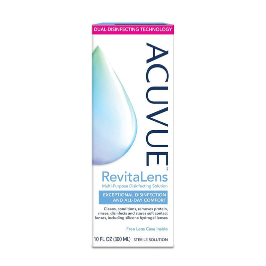 Acuvue Revitalens Multi Purpose Disinfecting Solution Plus Lense Case; 10 Fluid Ounces; 3 Per Box; 8 Per Case