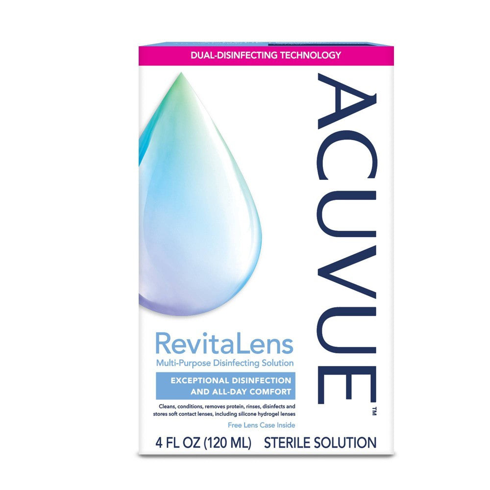 Acuvue Revitalens Multi Purpose Disinfecting Solution Plus Lense Case; 4 Fluid Ounces; 3 Per Box; 8 Per Case - High Mart Wholesale