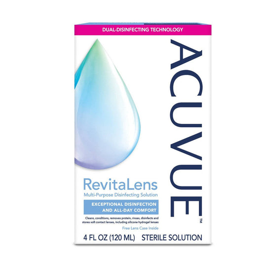 Acuvue Revitalens Multi Purpose Disinfecting Solution Plus Lense Case; 4 Fluid Ounces; 3 Per Box; 8 Per Case - High Mart Wholesale