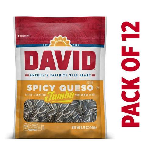 David Spicy Queso Jumbo Sunflower Seeds; 5.25 Ounces; 12 Per Case