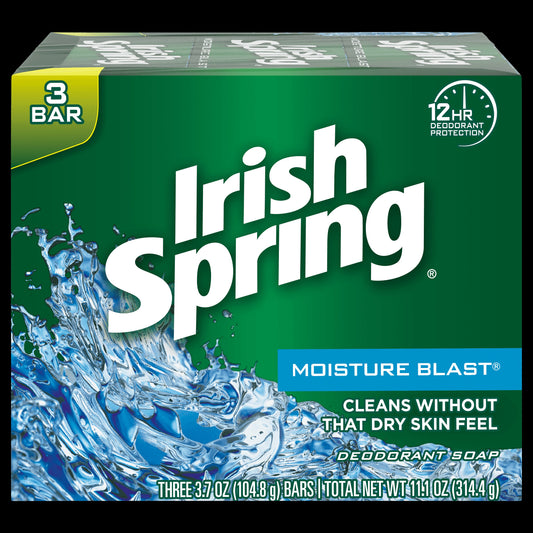 Irish Spring Bar Soap Moisture Blast 3 Bar; 11.25 Ounces; 18 Per Case
